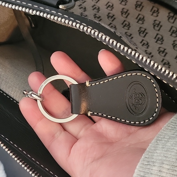 Dooney & Bourke Gray Canvas Black Leather Trim Satchel Shoulder Bag - Picture 15 of 16